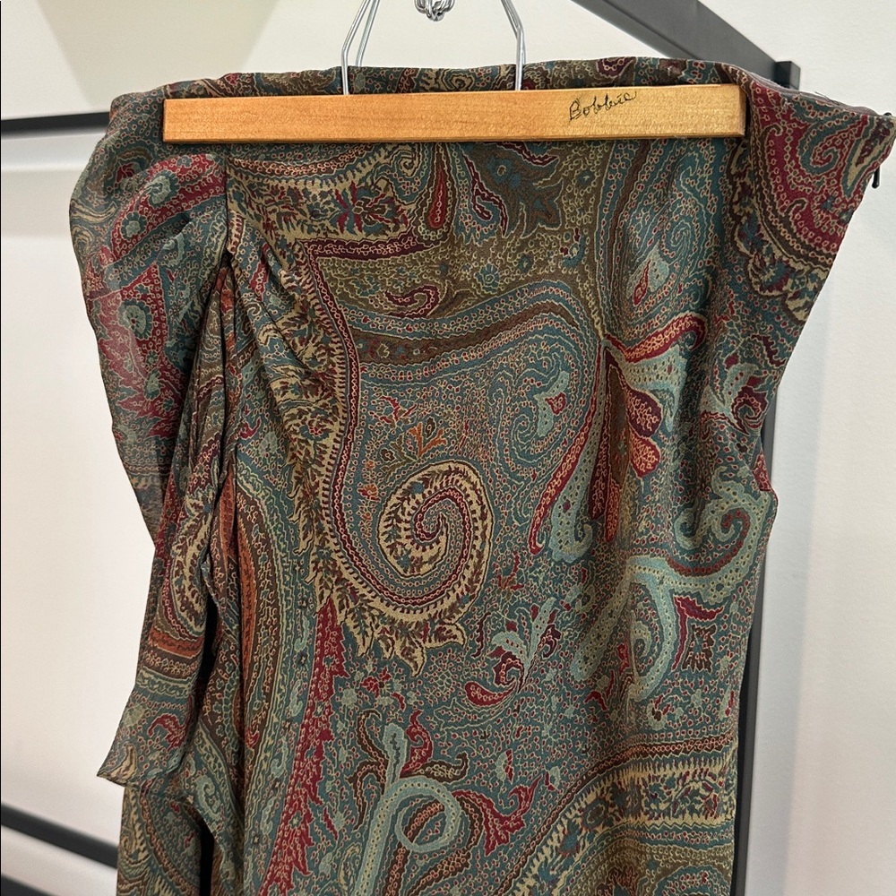 Vintage Ralph Lauren gorgeous paisley silk and crushed brown velvet maxi skirt - Picture 2 of 6